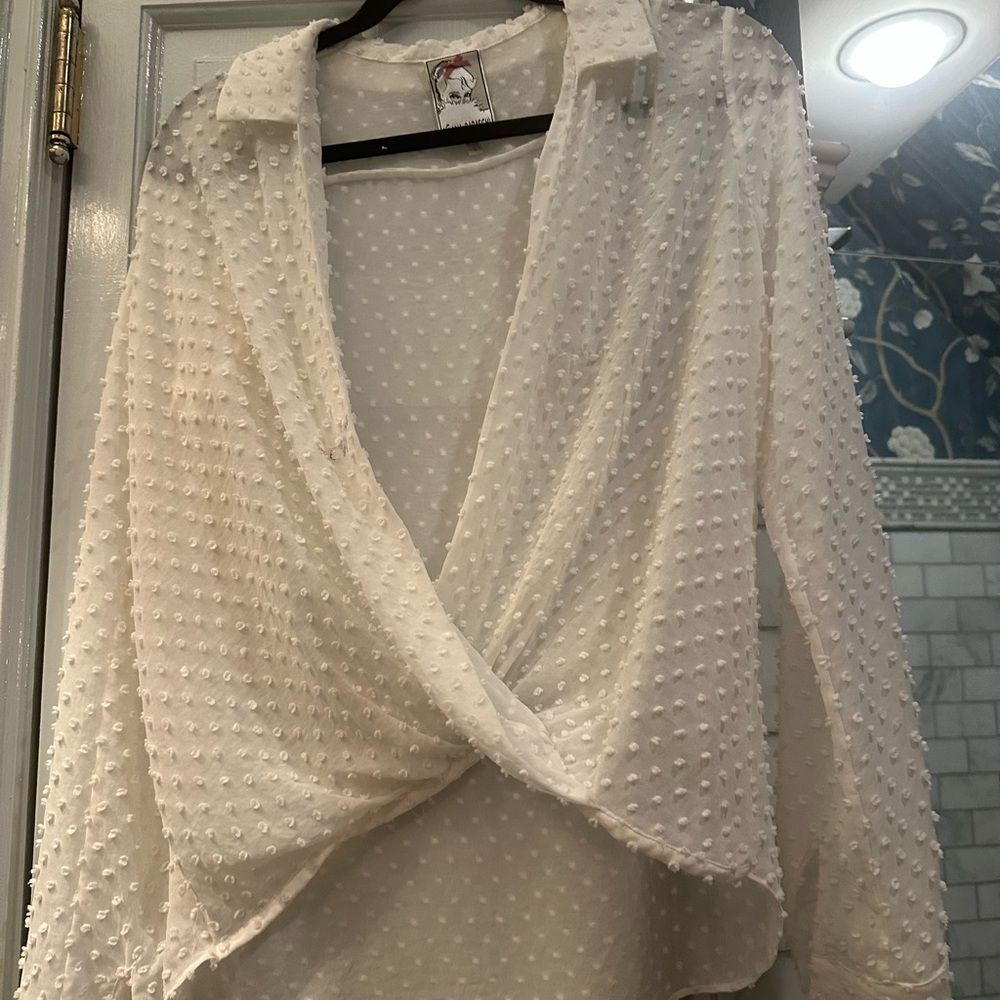Yoana Baraschi shear cream Swiss dot Blouse